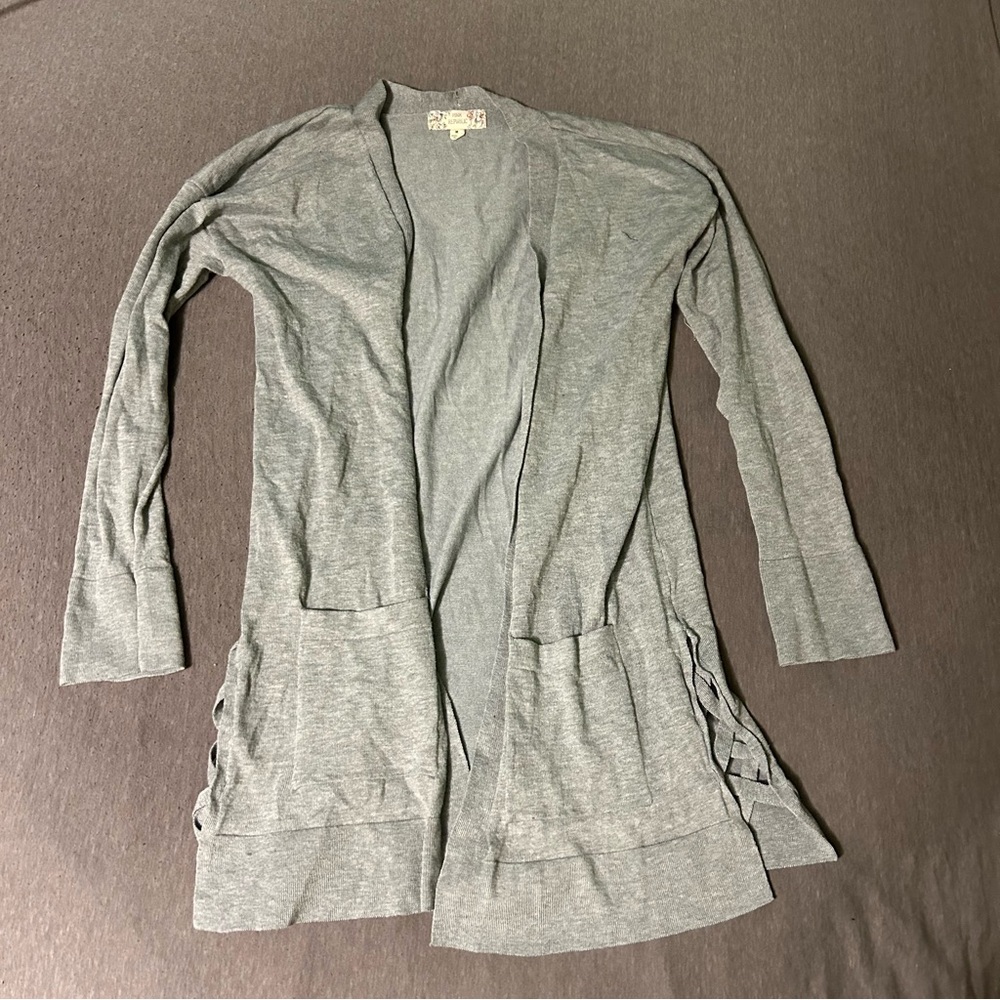 Pink Republic, medium, gray cardigan